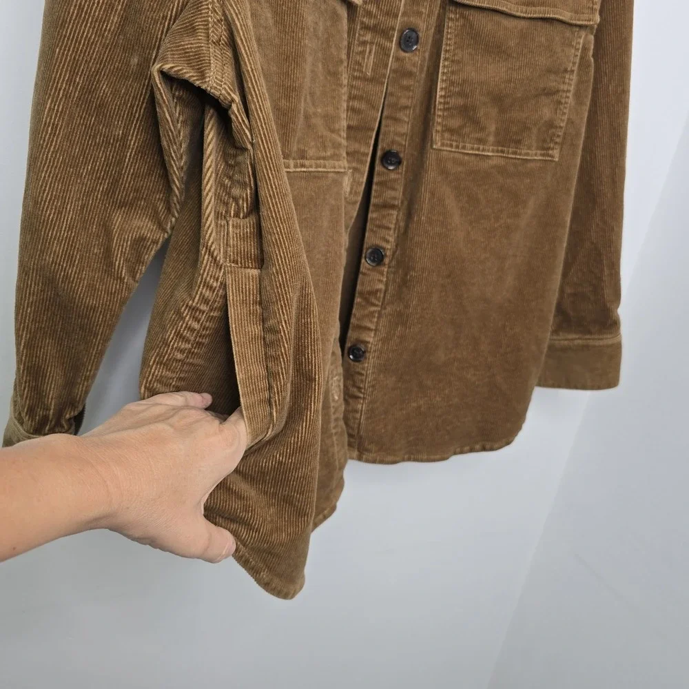 Banana Republic Shirt Size L Mens Brown Wide Wale Corduroy Button Down Shacket